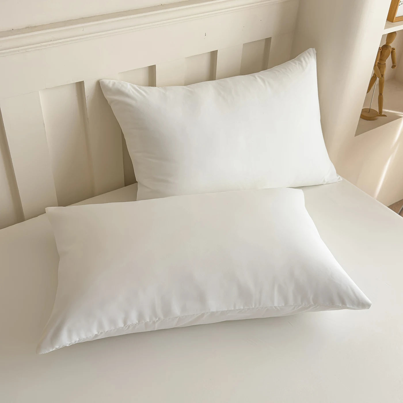 Taie d'oreiller 100% coton unie blanc