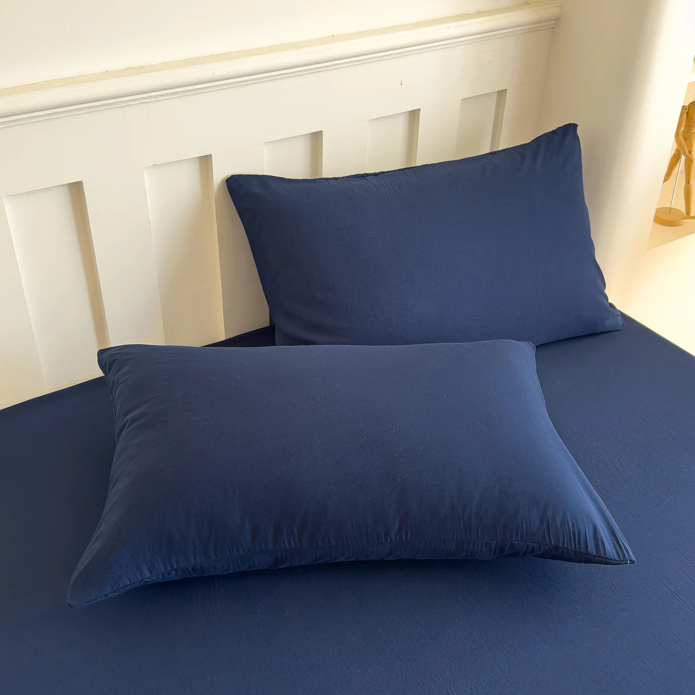 Taie d'oreiller 100% coton unie bleu