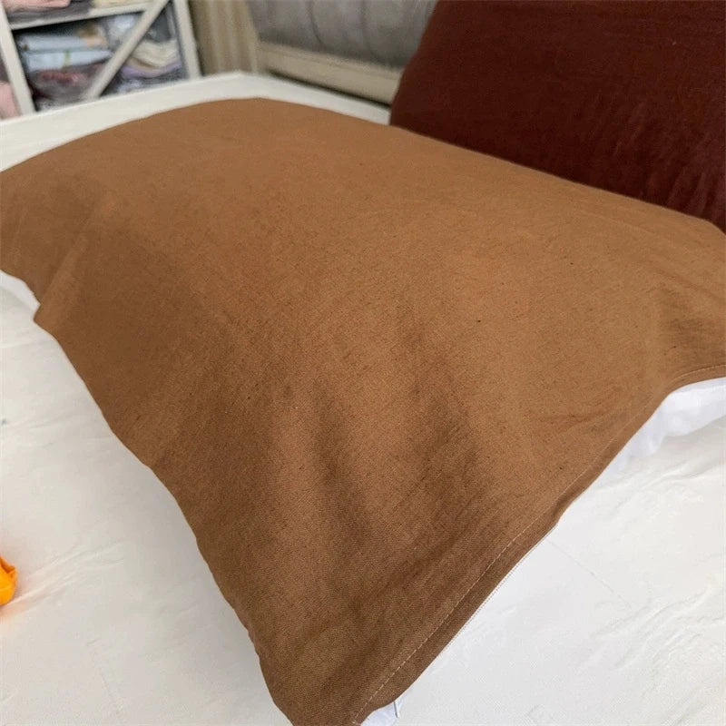 Taie d'oreiller 60x60 lin marron