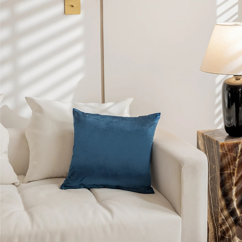 Taie d'oreiller 60x60 velours bleu