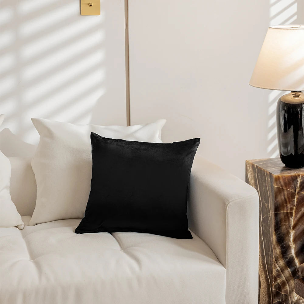 Taie d'oreiller 60x60 velours noir