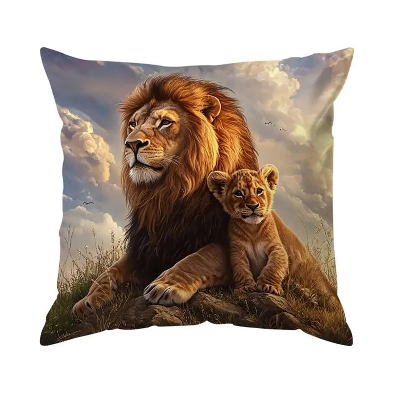 Taie d'oreiller animaux lions
