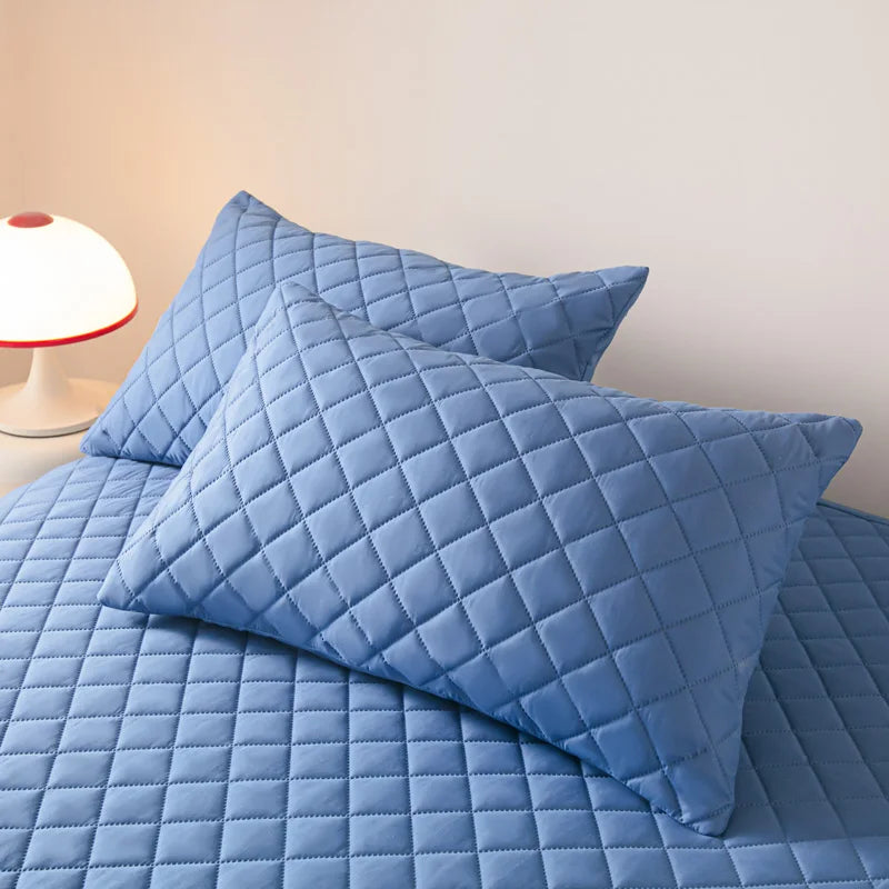 Taie d'oreiller anti acariens bleu