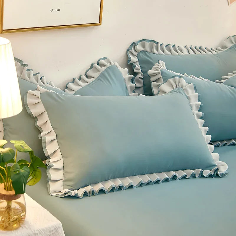 Taie d'oreiller bleu