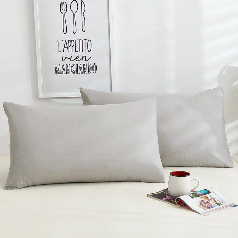 Taie d'oreiller coton gris