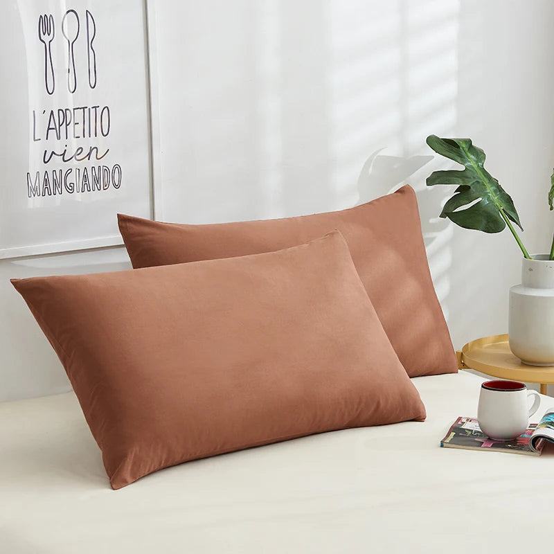 Taie d'oreiller coton marron