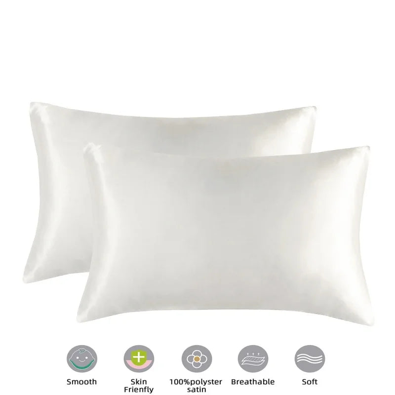 Taie d'oreiller en satin blanc