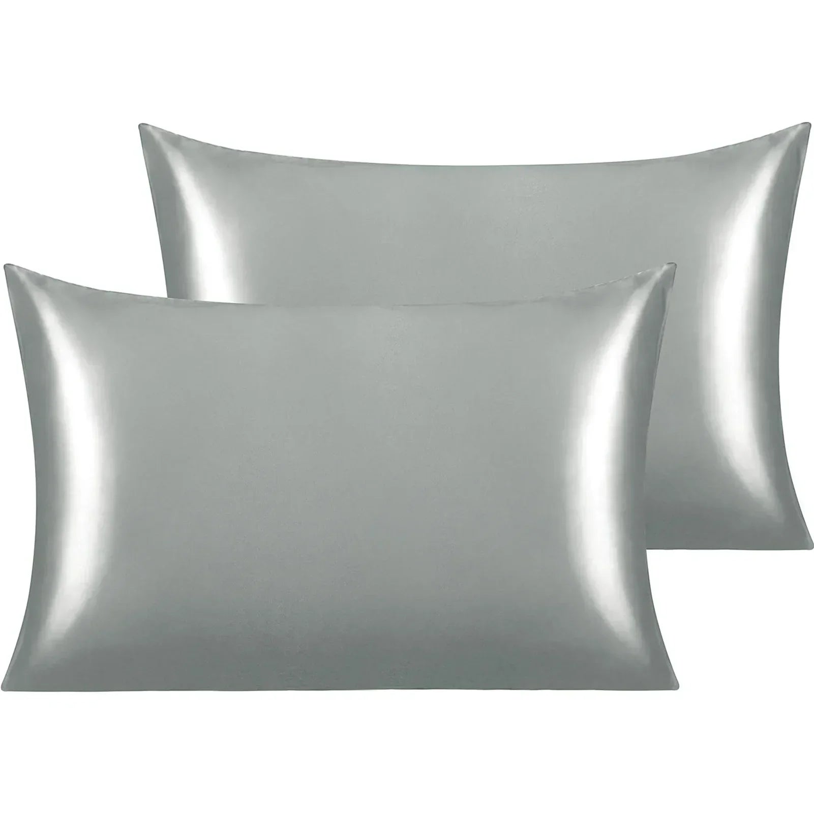 Taie d'oreiller en satin gris