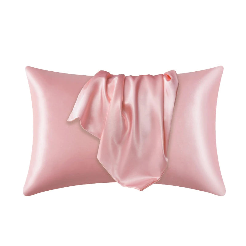 Taie d'oreiller en satin rose