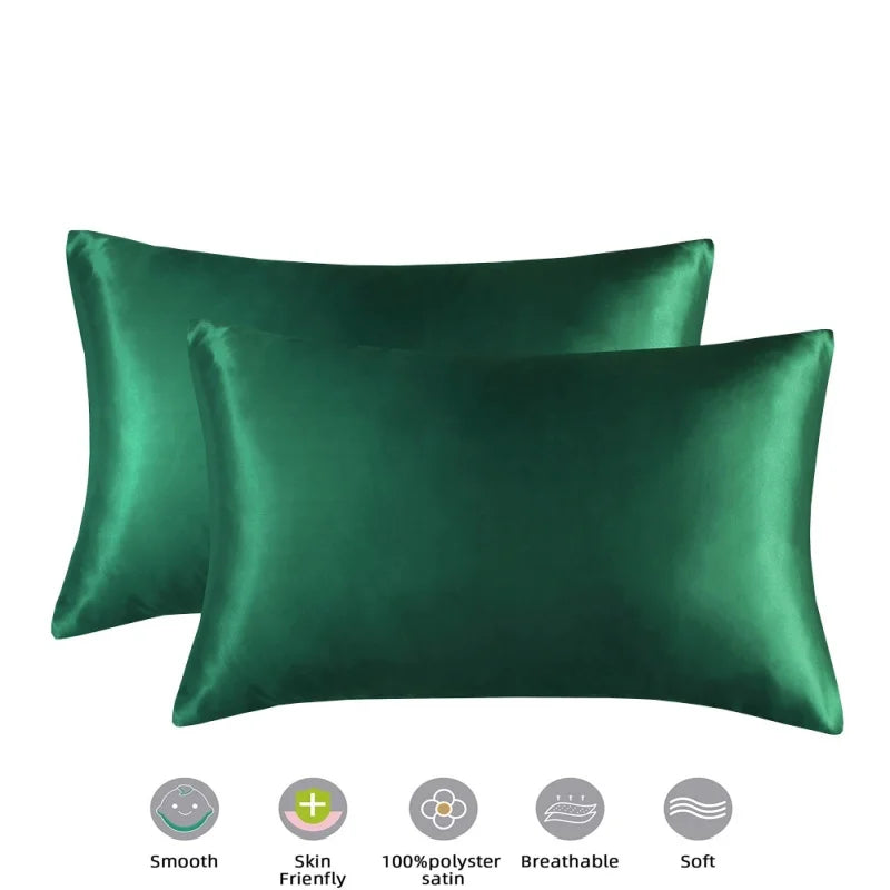 Taie d'oreiller en satin vert