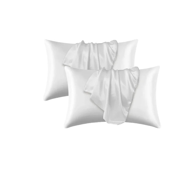 Taie d'oreiller en soie 2pc blanc