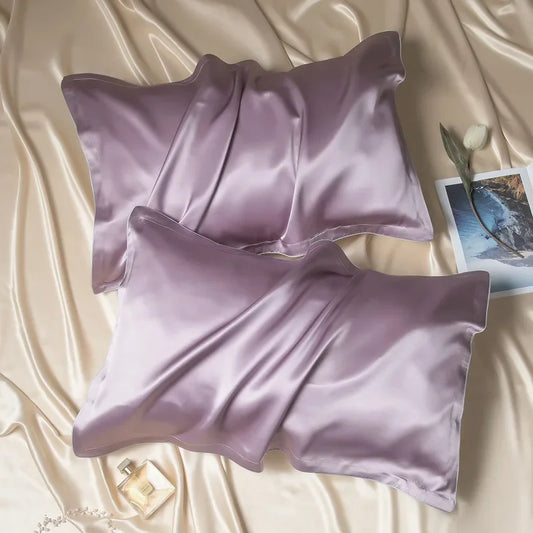 Taie d'oreiller en soie violet