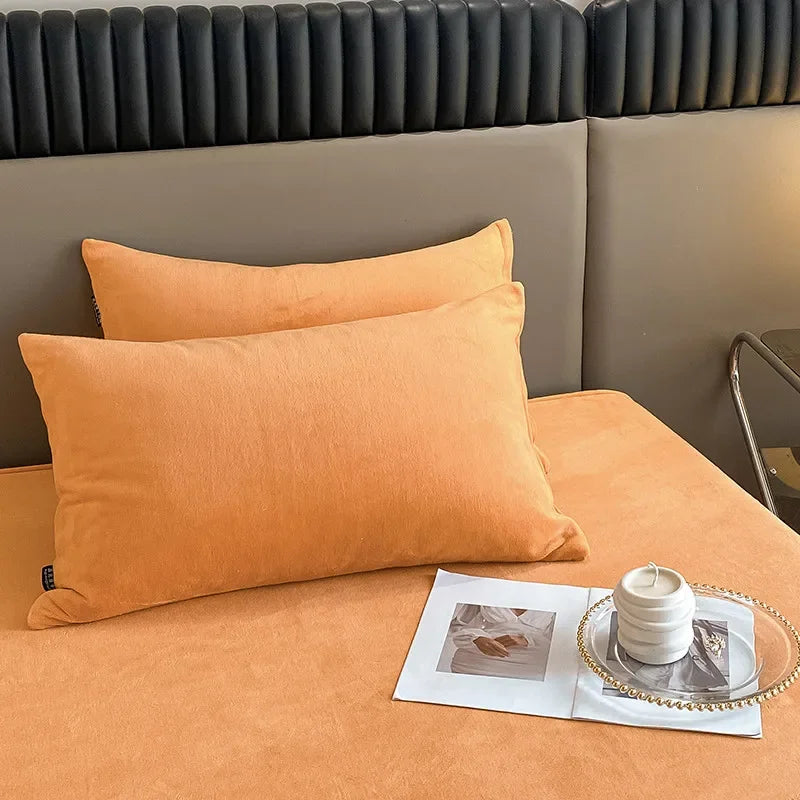 Taie d'oreiller flanelle 65x65 orange