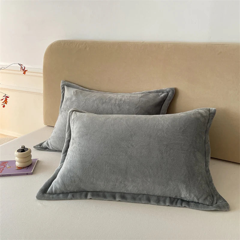 Taie d'oreiller flanelle gris
