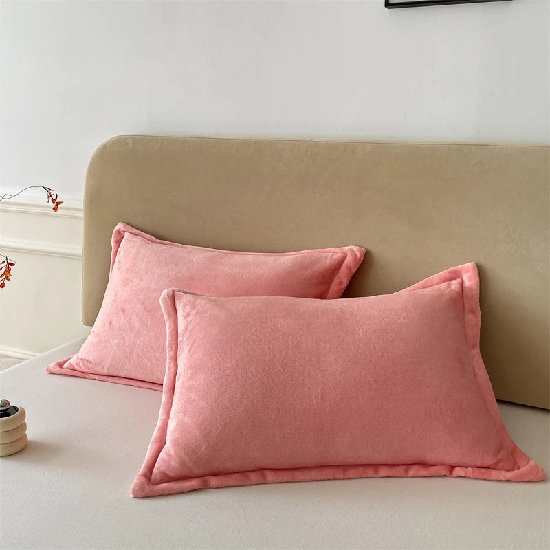 Taie d'oreiller flanelle rose