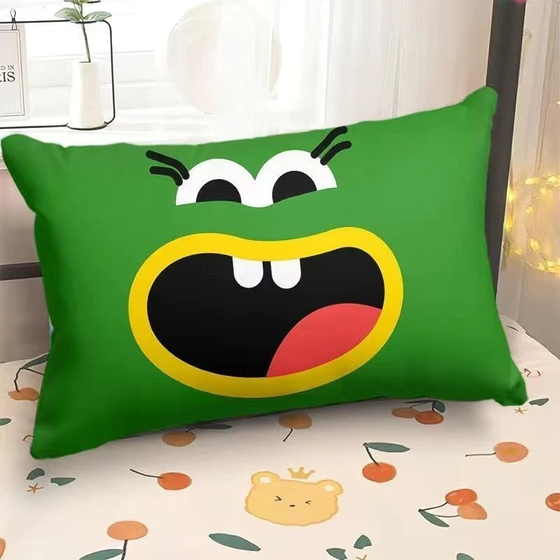 Taie d'oreiller humour sourire vert