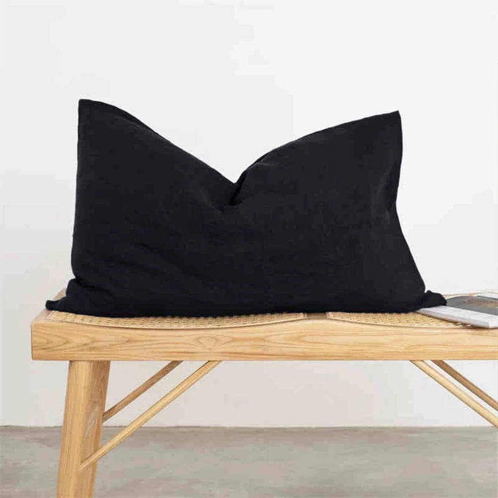 Taie d'oreiller lin noir