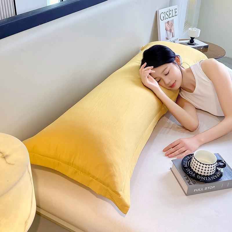 Taie d'oreiller longue jaune