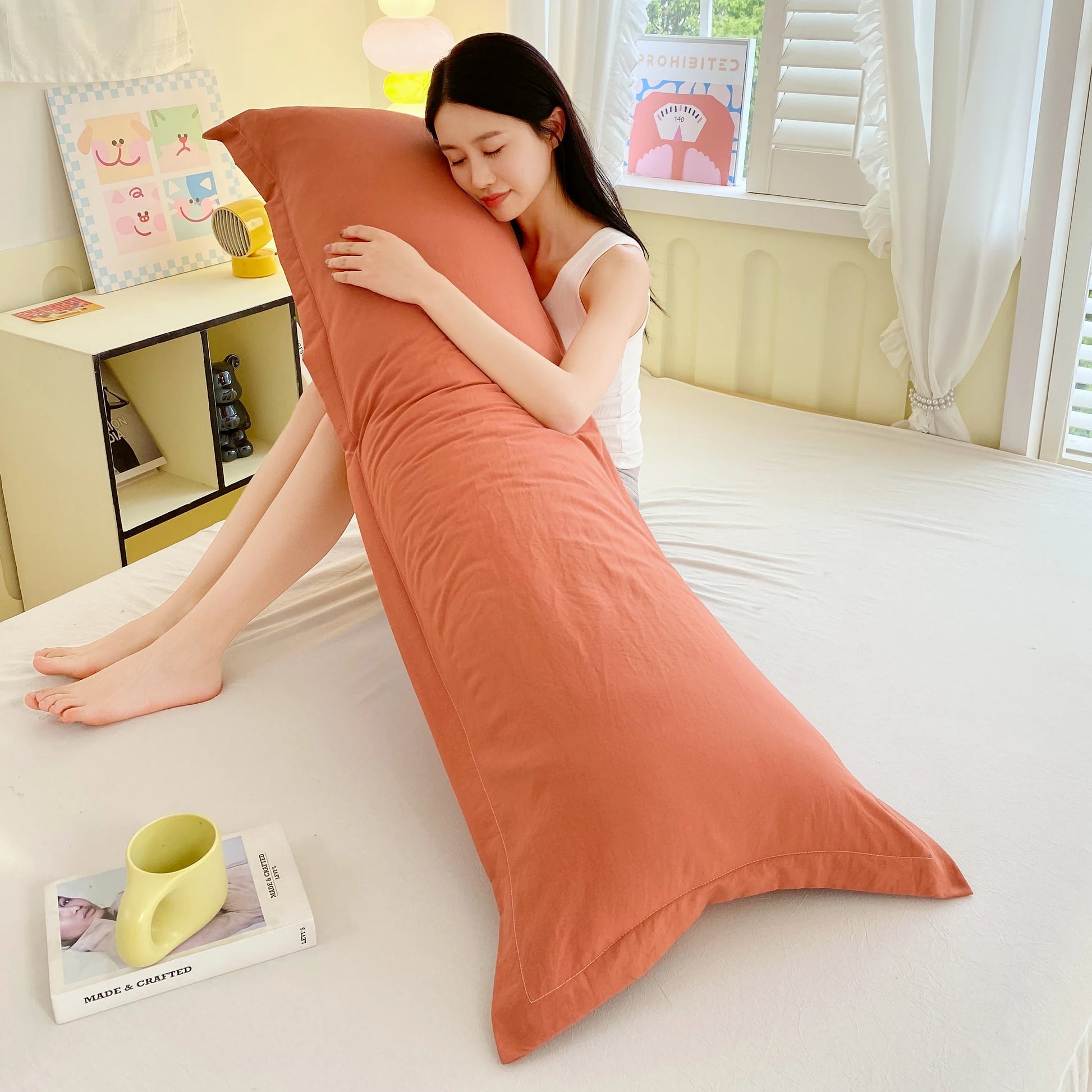 Taie d'oreiller longue orange