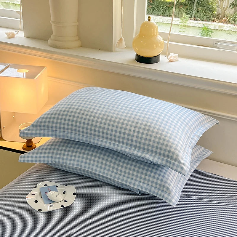 Taie d'oreiller rétro bleu