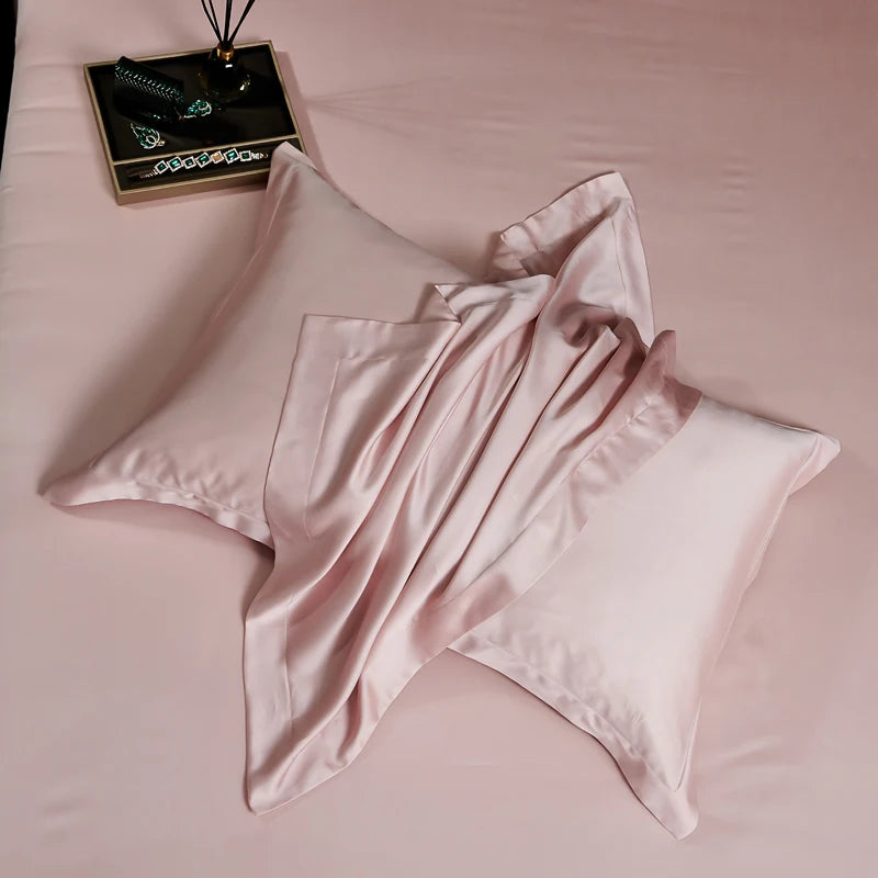 Taie d'oreiller satin de bambou rose