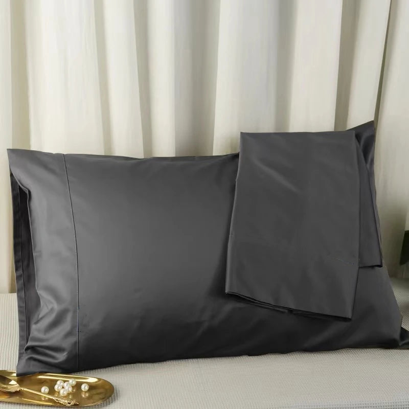 Taie d'oreiller satin de coton gris