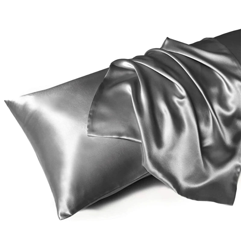 Taie d'oreiller soie gris