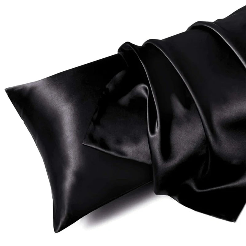 Taie d'oreiller soie noir