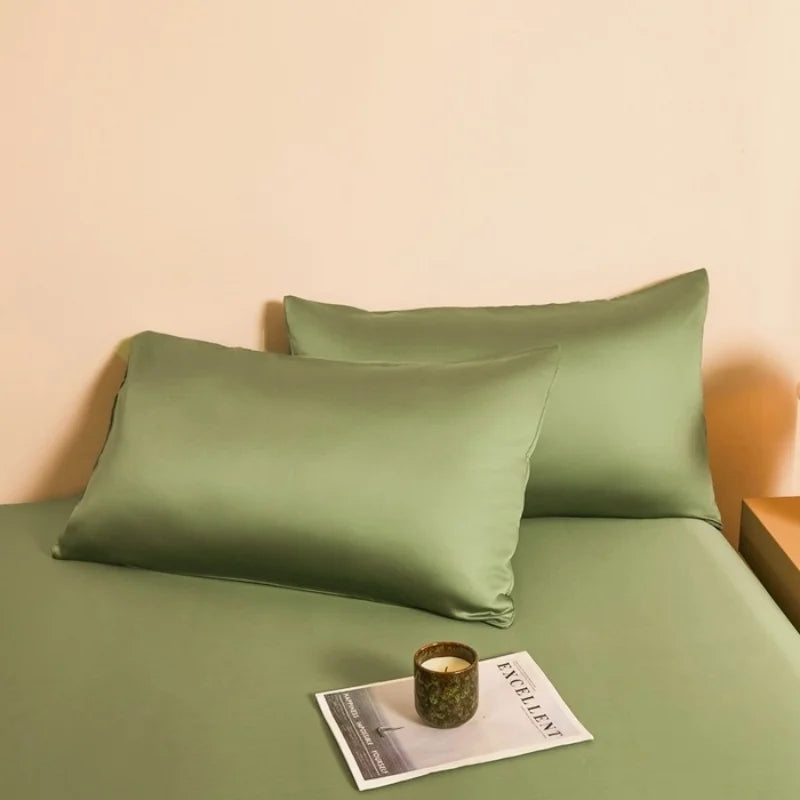 Taie d'oreiller soie vert