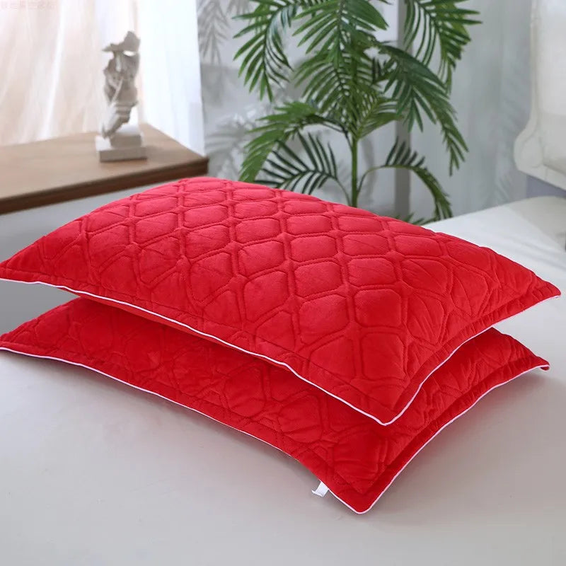 Taie d'oreiller velours rouge